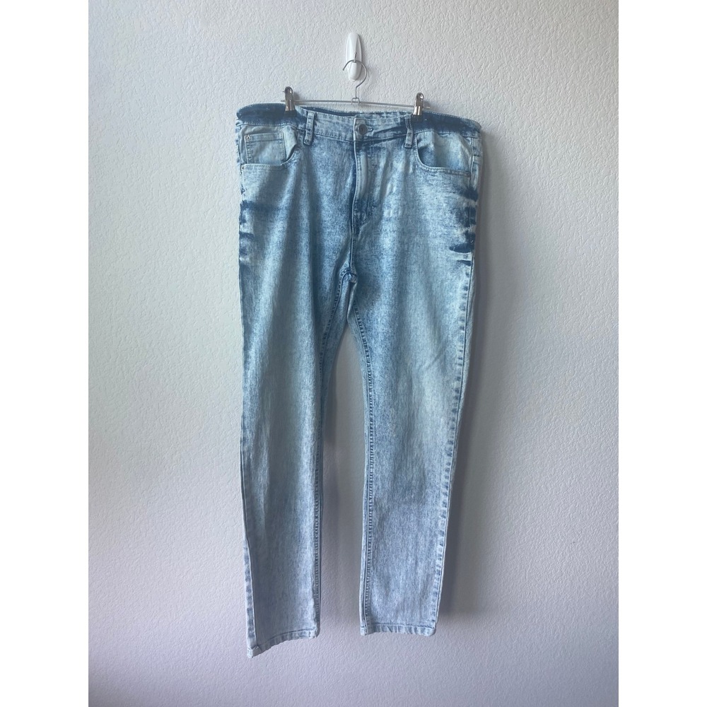 Southpole Mens Acid Wash Streetwear Skinny Jeans Size 38 Light Blue Blue